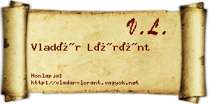 Vladár Lóránt névjegykártya