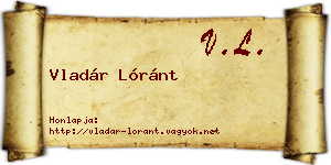 Vladár Lóránt névjegykártya